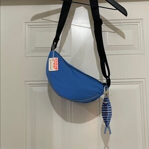 Free People Movement Blue Sling  Crossbody with FP Beaded Fish